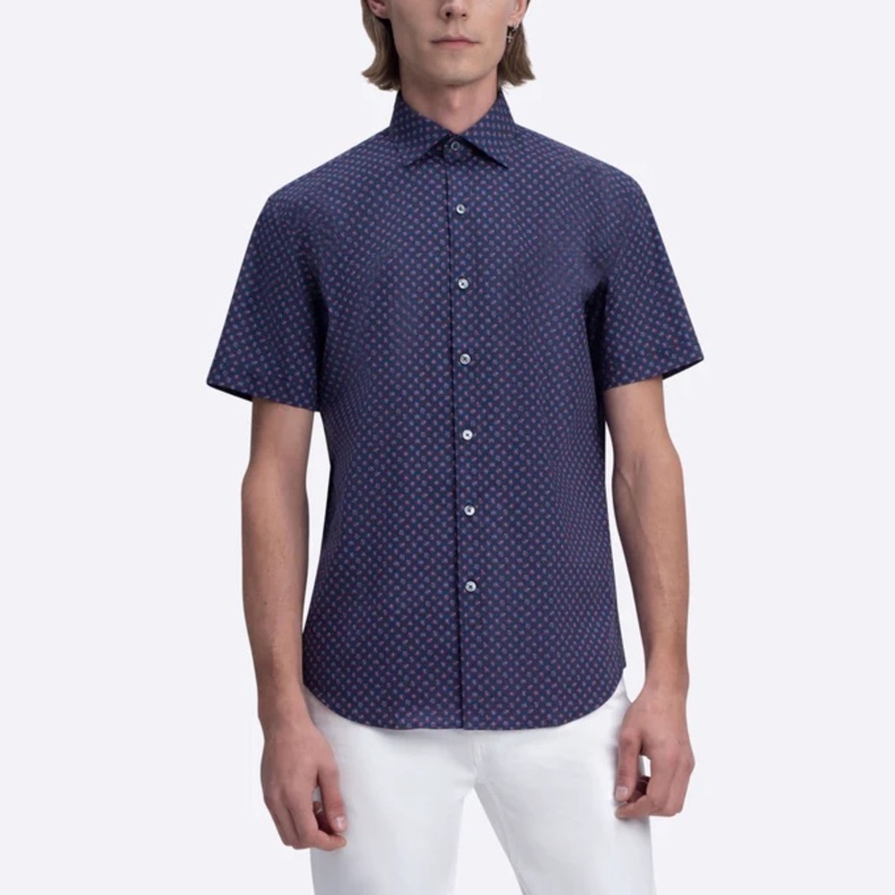 BUGATCHI ORSON FLORAL PRINT SHORT SLEEVE BUTTON DOWN SHIRT ✨